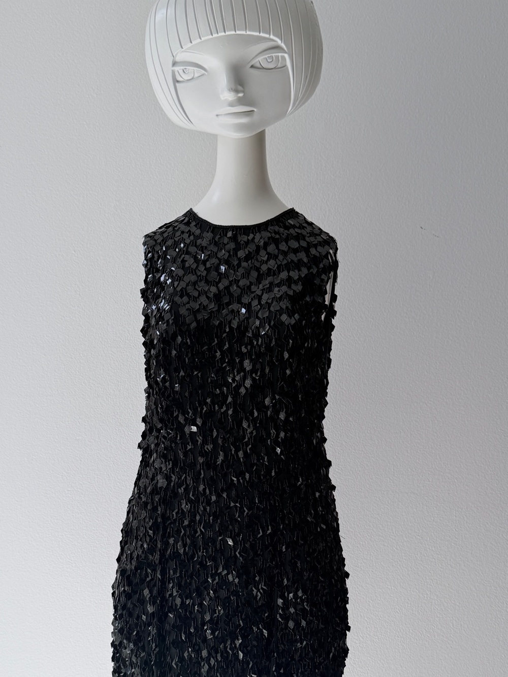 DKNY Black Sequin Sheath Dress - Elegant Sleeveless Evening Dress